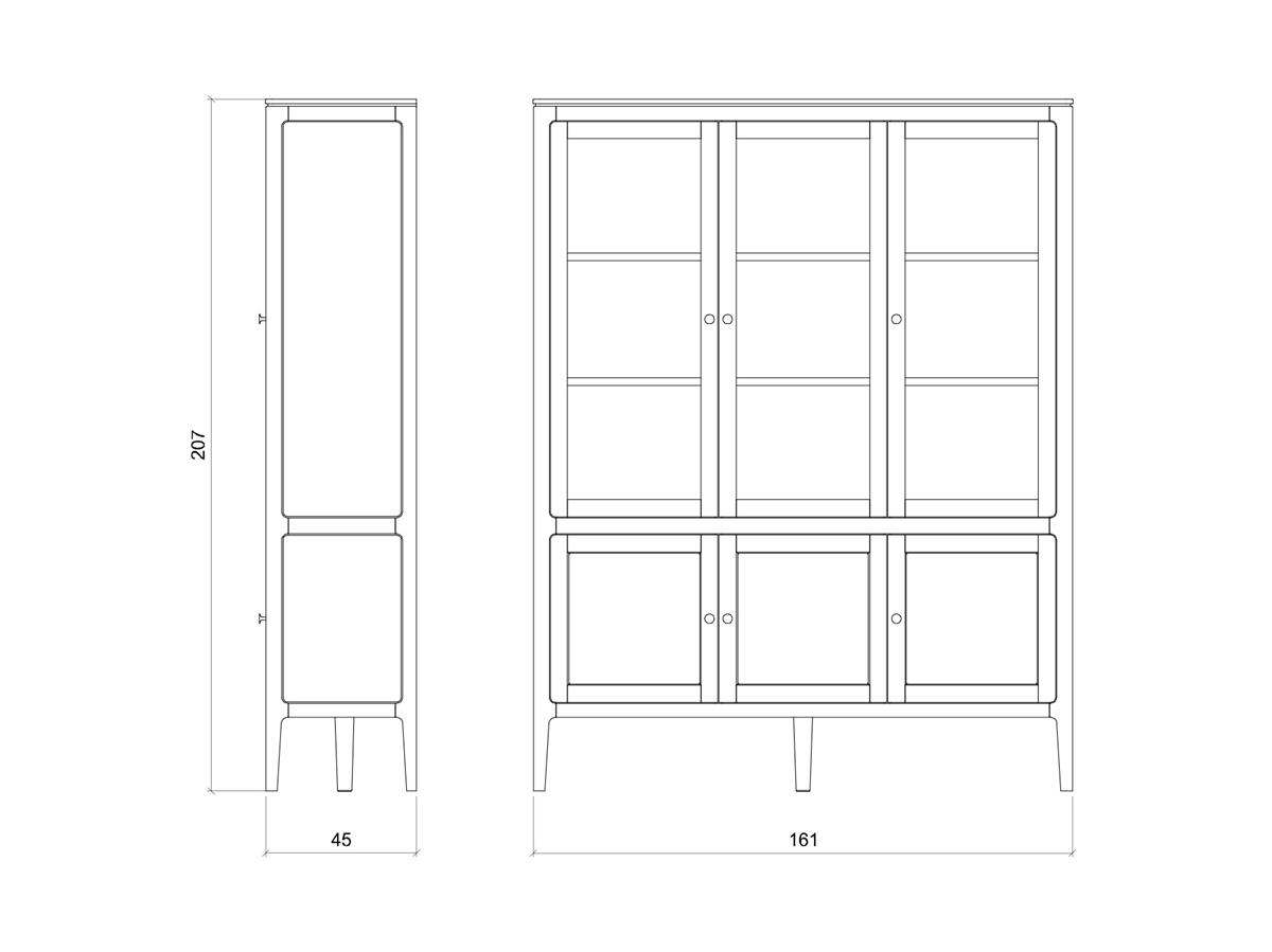 Vitrine-kast 3-deurs - Theuns Eiken meubels