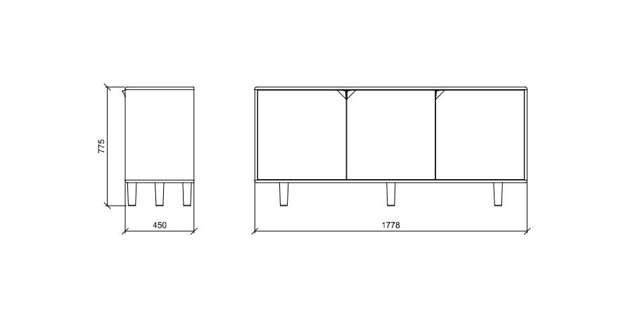dressoir 3-deurs - Theuns Eiken meubels
