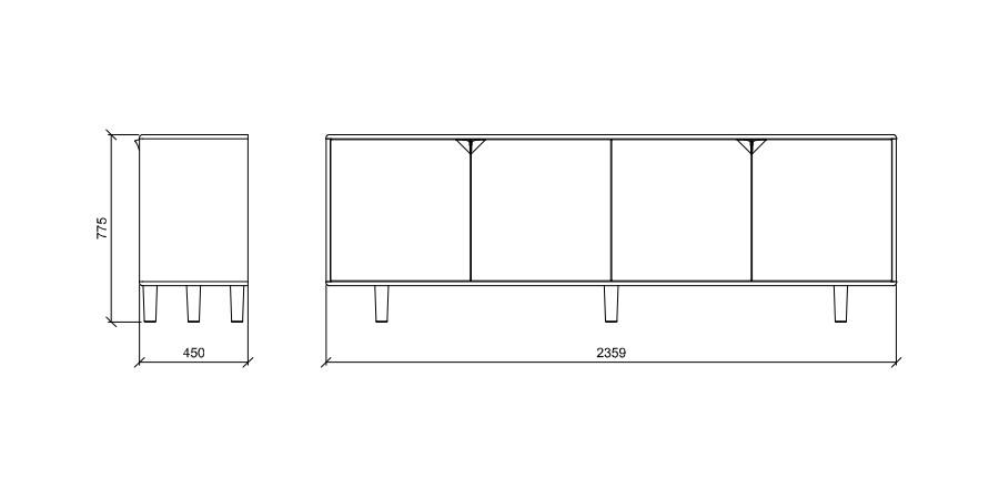 dressoir 4-deurs - Theuns Eiken meubels