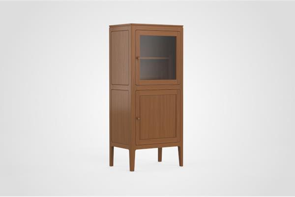 Barkast 2-deurs glas rechtsdraaiend - Eiken meubels