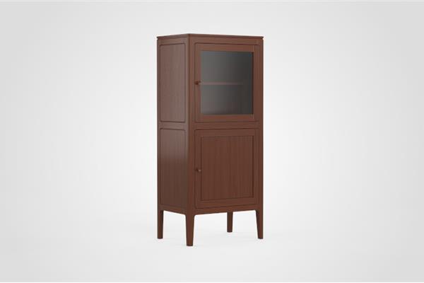 Barkast 2-deurs glas rechtsdraaiend - Eiken meubels