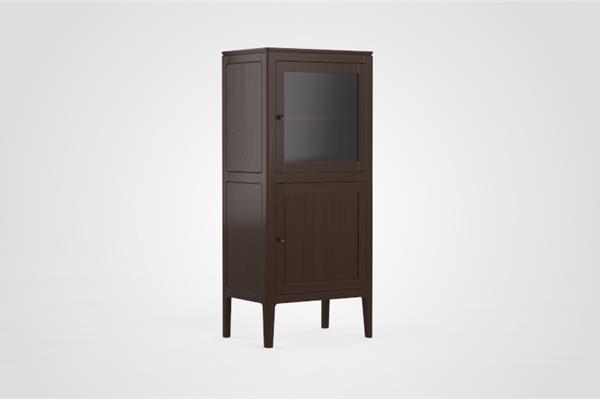 Barkast 2-deurs glas rechtsdraaiend - Eiken meubels