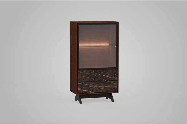 Vitrine-kast 1-deurs - Eiken meubels