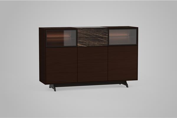 Highboard 3-deurs met glas - Eiken meubels