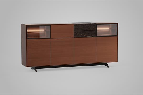 Highboard 4-deurs met glas - Eiken meubels