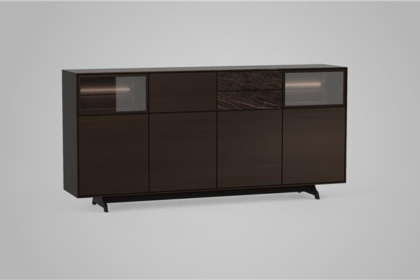 Highboard 4-deurs met glas - Eiken meubels