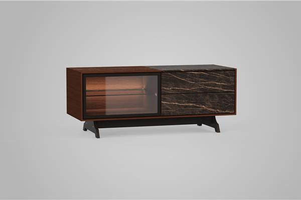 TV-kast 2-deurs met glas - Eiken meubels