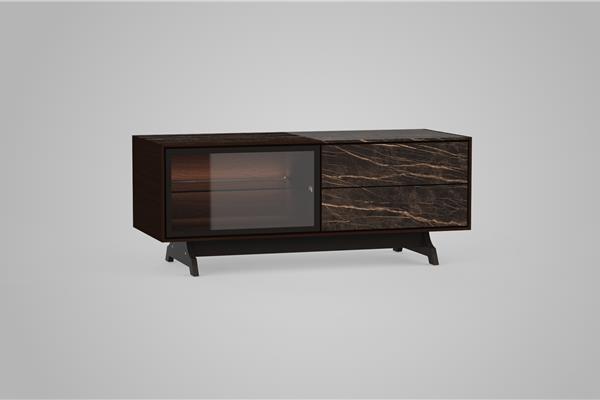 TV-kast 2-deurs met glas - Eiken meubels