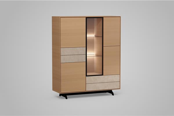 Vitrine-kast 4-deurs - Eiken meubels