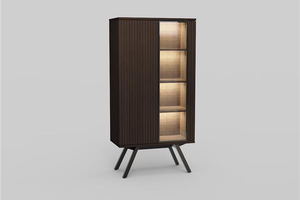 Vitrine-2-deurs op sokkel - Eiken meubels