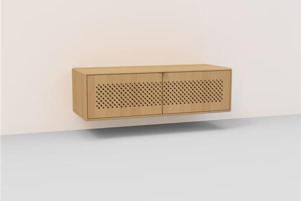 TV-kast hang met raster 2-deurs - Eiken meubels