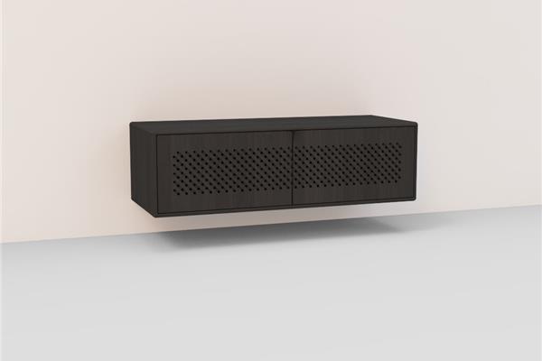 TV-kast hang met raster 2-deurs - Eiken meubels