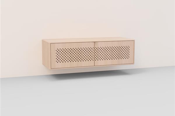 TV-kast hang met raster 2-deurs - Eiken meubels