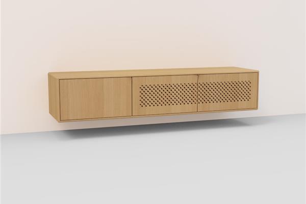 TV-kast hang met raster 3-deurs - Eiken meubels