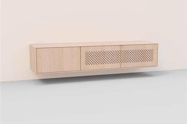 TV-kast hang met raster 3-deurs - Eiken meubels