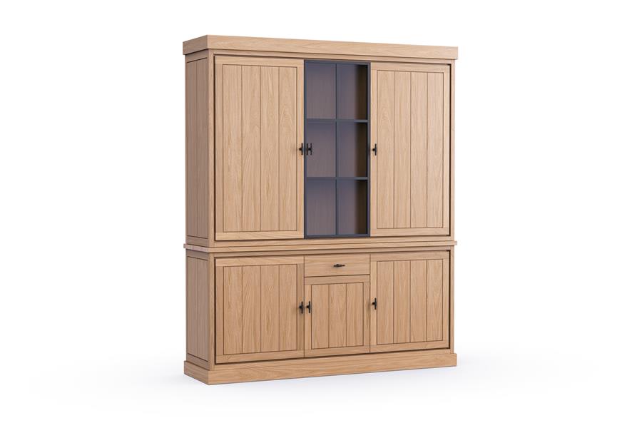 Buffet kast 3-deurs met glasdeur - Theuns Eiken meubels