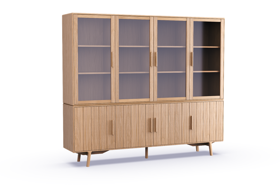 Buffet-kast 4-deurs glas - Theuns Eiken meubels