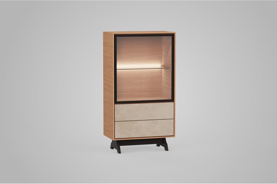 Highboard 1-deurs met glas - Theuns Eiken meubels