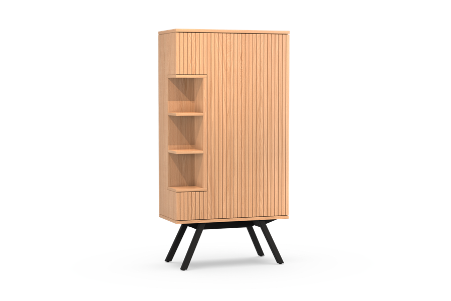 Bergkast 2-deurs-open vak met sokkel - Theuns Eiken meubels