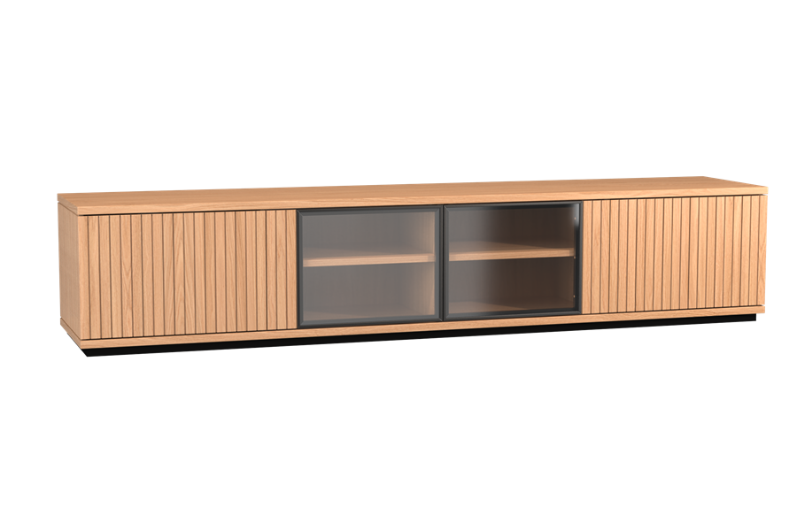 TV-kast 4-deurs glas met plint - Theuns Eiken meubels