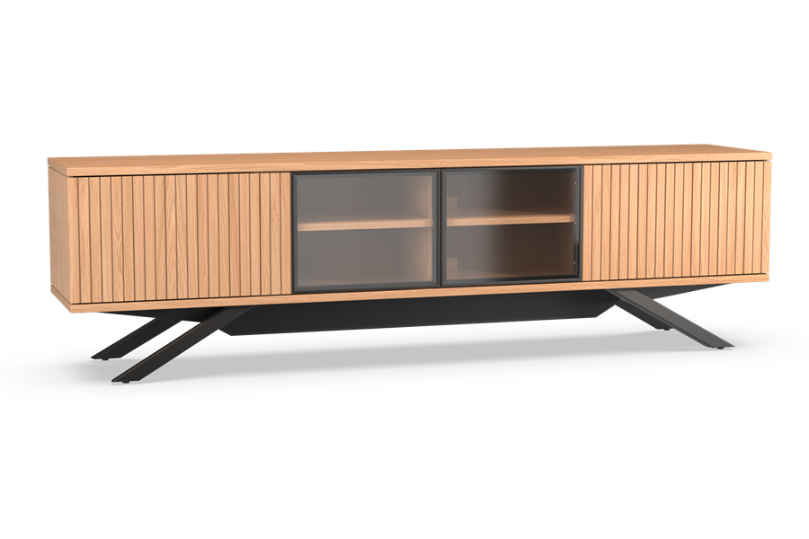 TV-kast 4-deurs glas met sokkel - Theuns Eiken meubels