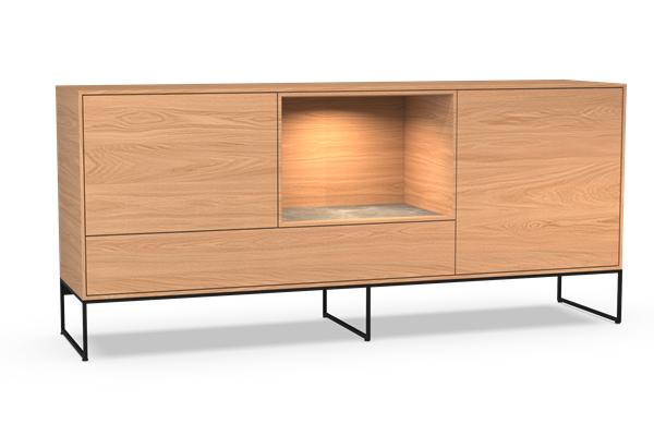 dressoir 3-deurs open vak met sokkel - Theuns