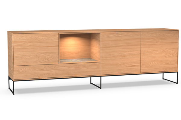 dressoir 4-deurs open vak met sokkel - Theuns