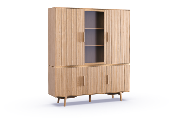 Buffet-kast 3-deurs massief/glas - Theuns