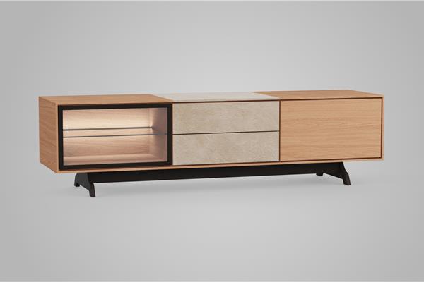 TV-kast 3-deurs met glas - Theuns