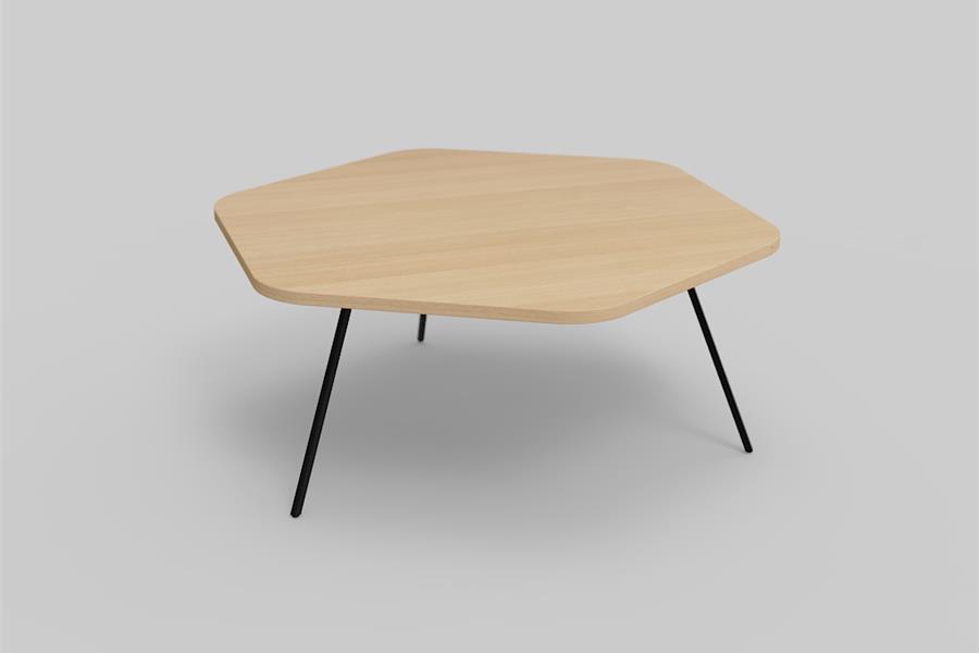 Salontafel zeshoek 100 x 35/40 cm - Theuns Eiken meubels