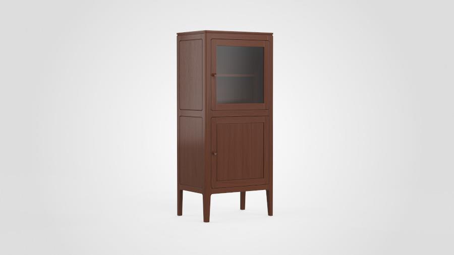 Barkast 2-deurs glas rechtsdraaiend - Theuns Eiken meubels