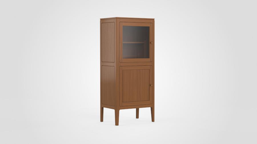 Barkast 2-deurs glas linksdraaiend - Theuns Eiken meubels