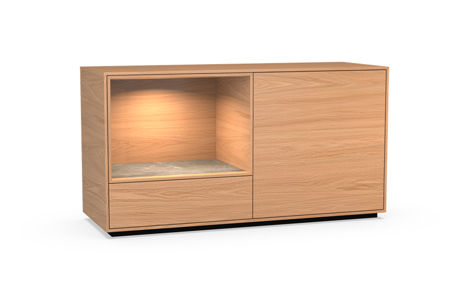 dressoir 2-deurs open vak met plint - Theuns Eiken meubels