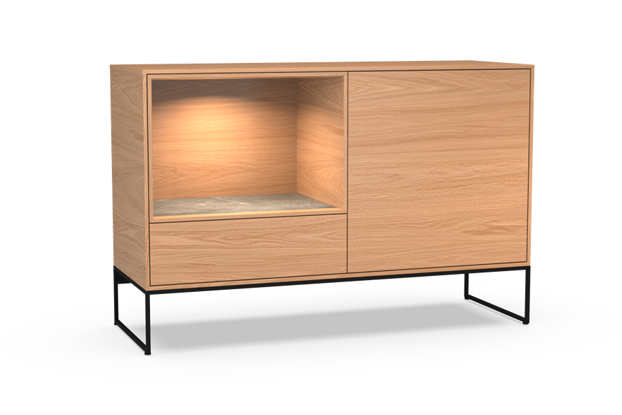 dressoir 2-deurs open vak met sokkel - Theuns Eiken meubels