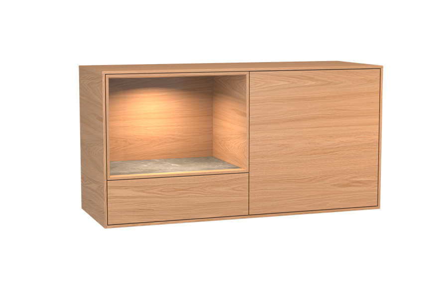 dressoir 2-deurs open vak hangend - Theuns Eiken meubels