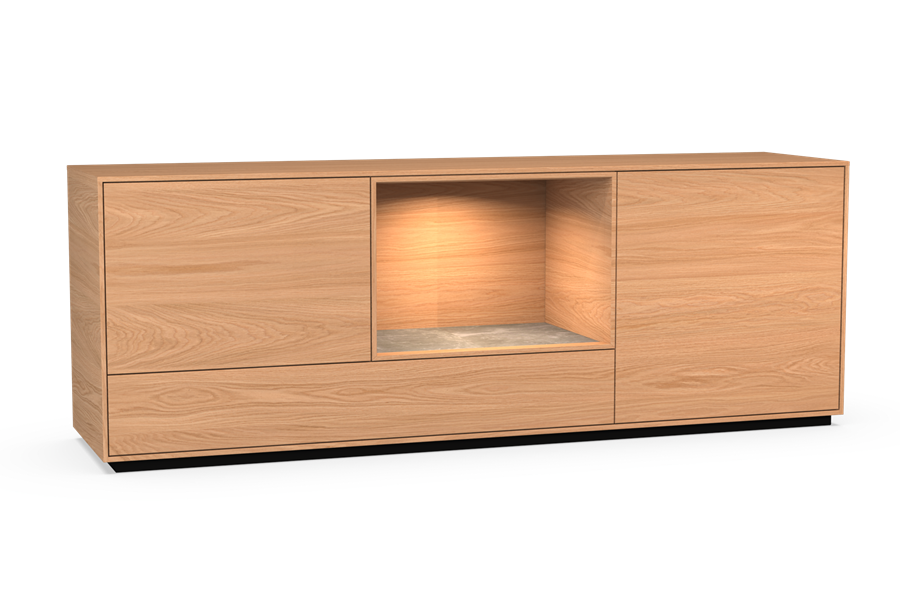 dressoir 3-deurs open vak met plint - Theuns Eiken meubels