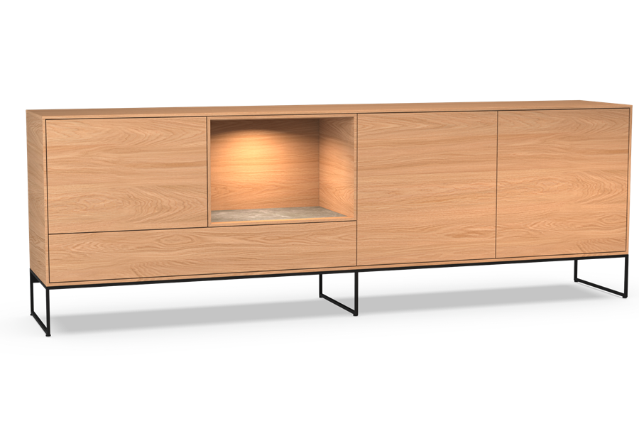 dressoir 4-deurs open vak met sokkel - Theuns Eiken meubels