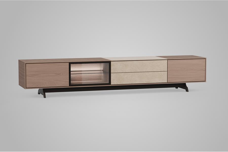 TV-kast 5-deurs met glas - Theuns Eiken meubels