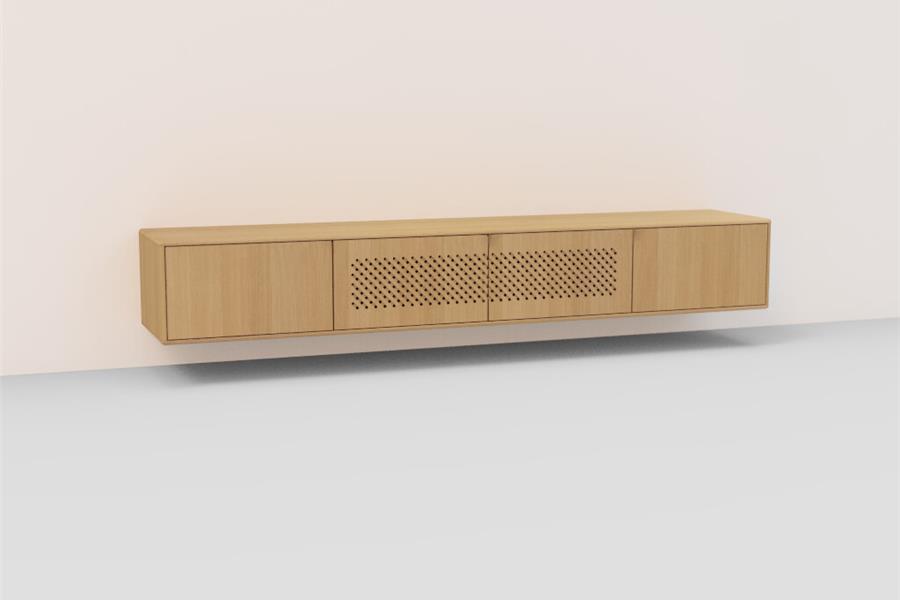 TV-kast hang met raster 4-deurs - Theuns Eiken meubels